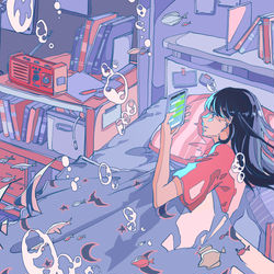 This is a pixiv picture whose title is 蛙化現象に悩んでる女の子の話。.