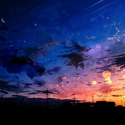 This is a pixiv picture whose title is 夕刻と冬.