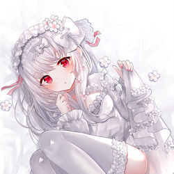 This is a pixiv picture whose title is 白髪赤目ちゃん.