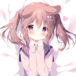 This is a pixiv picture whose title is ベッドでお迎え♡まろんちゃん.