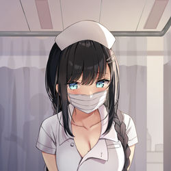 This is a pixiv picture whose title is 「患者様の世話をする」.