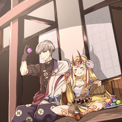 This is a pixiv picture whose title is 茨木と綱.