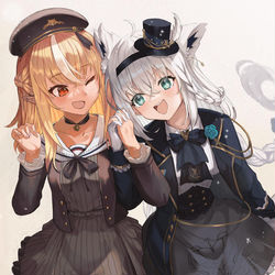 This is a pixiv picture whose title is フレアとフブキ🔥🦊.