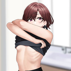 This is a pixiv picture whose title is 円香がいるとは気付かずに更衣室に入るP.