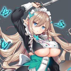 This is a pixiv picture whose title is エルフメイド---月蝶.