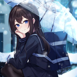 This is a pixiv picture whose title is 雪と黒.