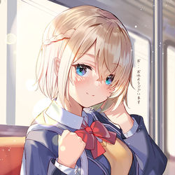 This is a pixiv picture whose title is 毎朝通学中に目が合うと挨拶してくれる幼馴染.