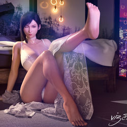 This is a pixiv picture whose title is FF Tifa Lockhart foot-fetish.