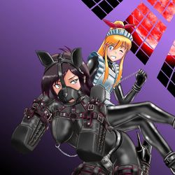 This is a pixiv picture whose title is 辻風＆瑠璃　夜のお散歩　(イヌマスク差分).