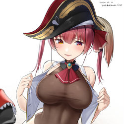 This is a pixiv picture whose title is 船長、インナー見せて！！  #マリンのお宝.