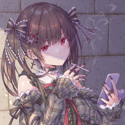 This is a pixiv picture whose title is 「何見てんだよ？」.