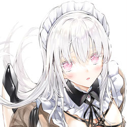 This is a pixiv picture whose title is 白髪スケスケメイドちゃん.