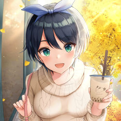 This is a pixiv picture whose title is ひとくち飲みますか？💓.