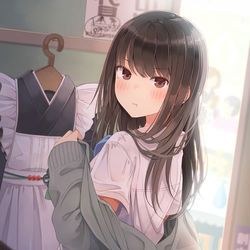 This is a pixiv picture whose title is 「…着替え中なんだけど」.