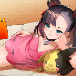 This is a pixiv picture whose title is 枕にされるモルペコ.