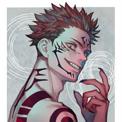 This is a pixiv picture whose title is 宿儺詰め.