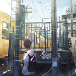 This is a pixiv picture whose title is 踏切.