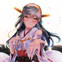 This is a pixiv picture whose title is 「あなたが榛名の提督で、本当に良かった」.