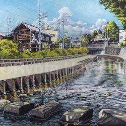 This is a pixiv picture whose title is 涼　川越市石原町.