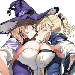 This is a pixiv picture whose title is リサとジンの乳比べ.
