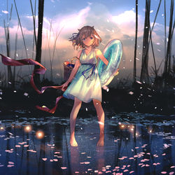 This is a pixiv picture whose title is MVイラスト「花に亡霊 -ヨルシカ covered by 鹿乃」.