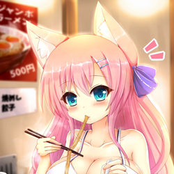 This is a pixiv picture whose title is 【Vtuber】ラーメンを食べるみみちゃん.