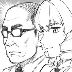 This is a pixiv picture whose title is おじさんと令嬢.