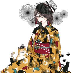 This is a pixiv picture whose title is ねこ柄.