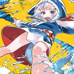 This is a pixiv picture whose title is トライデントぶん回すサメちゃん.