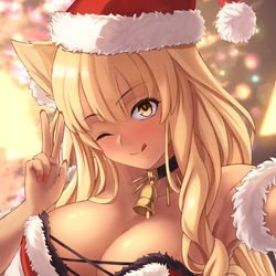 This is a pixiv picture whose title is 自撮り風サンタ鈴鹿.
