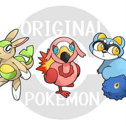 This is a pixiv picture whose title is オリジナルポケモン御三家.