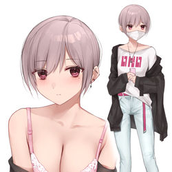 This is a pixiv picture whose title is ボーイッシュだけど下着は可愛い系が好きな女の子.