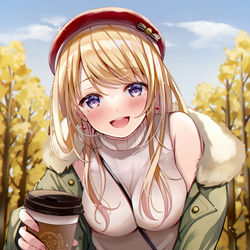 This is a pixiv picture whose title is 「一緒に飲もう？」.