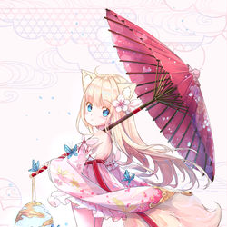 This is a pixiv picture whose title is 和傘.
