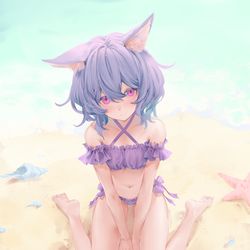 This is a pixiv picture whose title is ねこみみみずぎ.