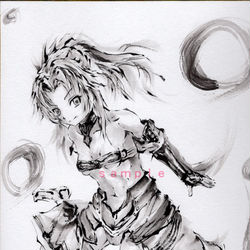 This is a pixiv picture whose title is モードレッド　水墨画練習中29.