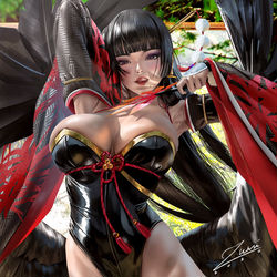 This is a pixiv picture whose title is Nyotengu 女天狗.