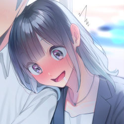 This is a pixiv picture whose title is (し、知らない人に寄りかかって 寝ちゃってたーーー！！！).