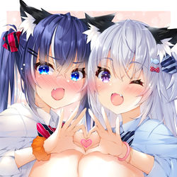 This is a pixiv picture whose title is おっぱいの衝突.