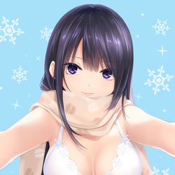 This is a pixiv picture whose title is 水着マフラー.