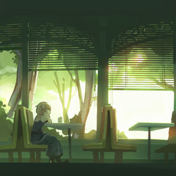 This is a pixiv picture whose title is 窓越しの街路樹.