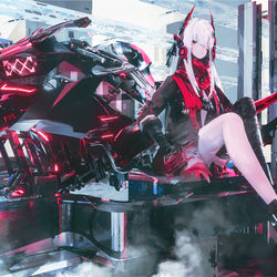 This is a pixiv picture whose title is 『战双』深红色的霓虹.
