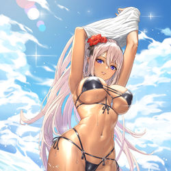 This is a pixiv picture whose title is 【お仕事】エバーテイル「砂浜の蜃気楼エルミナ」.