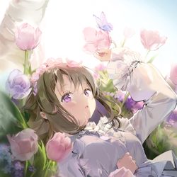This is a pixiv picture whose title is 森と花と女の子.