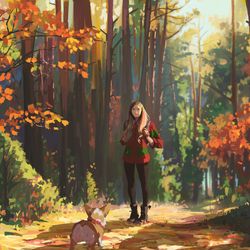This is a pixiv picture whose title is Demo - Autumn forest 🍂.