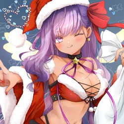 This is a pixiv picture whose title is 黒ギャルJKサンタBBペレちゃん.