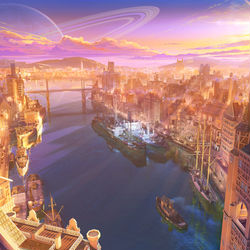 This is a pixiv picture whose title is 港日没.
