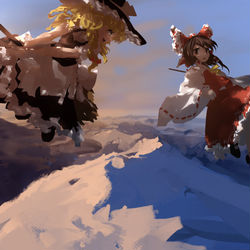 This is a pixiv picture whose title is 魔理沙霊夢.