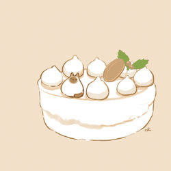 This is a pixiv picture whose title is ケーキねこ.