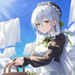 This is a pixiv picture whose title is 洗濯をするメイド.